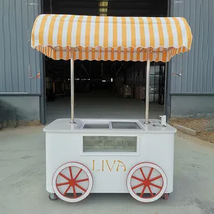 Yituo popolare Street Gelato Vending Cart italiano Gelato a spinta carrello con Freezer e ruote