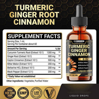 BIOCCHN Goutte liquide de curcuma curcumine avec extrait de berbérine de gingembre Gouttes de melon amer à la cannelle de Ceylan pour le soutien des articulations