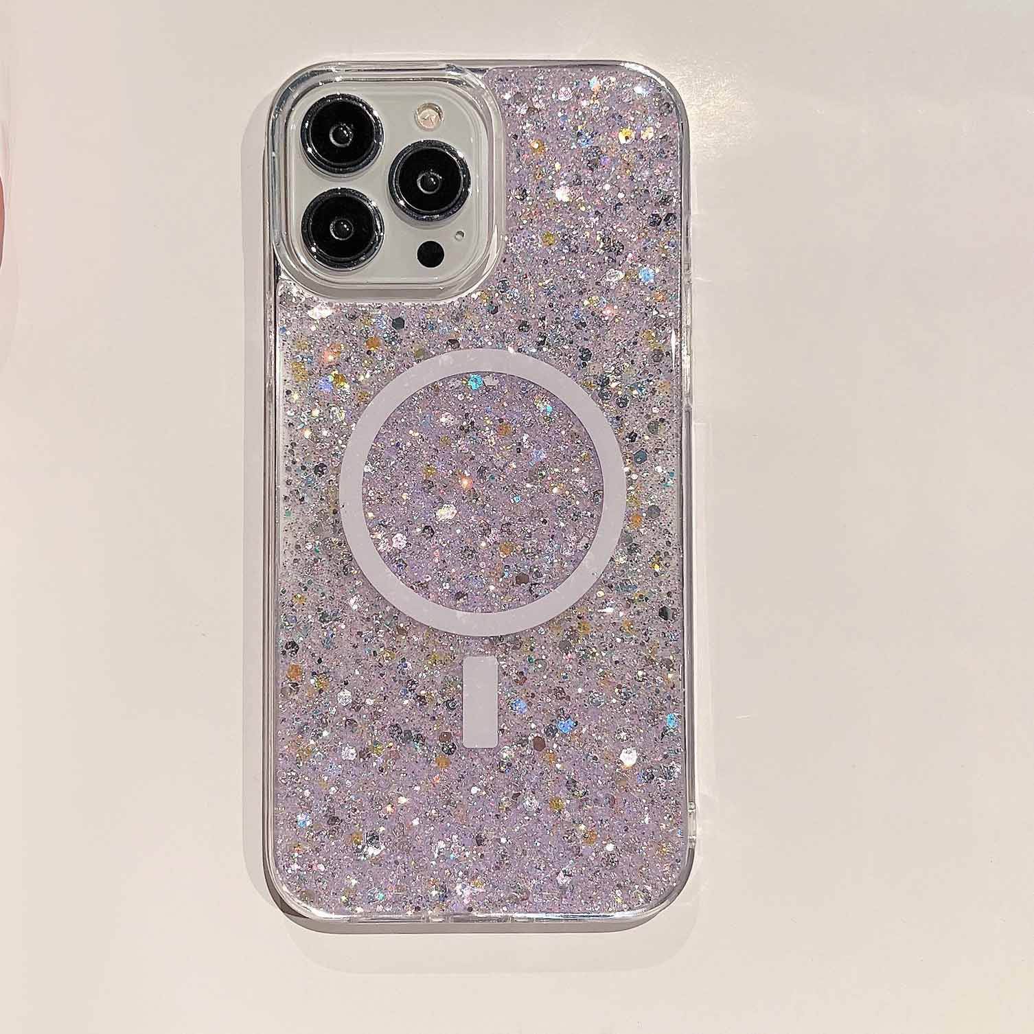 เคสยางสำหรับ [สีม่วงอ่อน] มีแม่เหล็กแวววาว