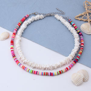 Collar de Fragmentos de Concha Estilo Hawaiano, Cadena de Clavícula de Arcilla Polimérica Colorida, Joyería de Moda para Fiestas, Cuentas Blancas y Arcoíris - Product Image 3