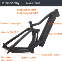 Cadre en carbone 29er pour vélo E-MTB à suspension complète Winowsports Compatible avec le cadre électrique mat brillant de Bafang M510 M600