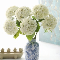 Nouveauté 2026 : Hortensias artificiels en latex, toucher réel, vert et blanc, pour décoration de mariage et de maison
