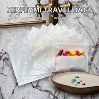 Serfeymi – Trousse de Voyage pour Pilules, Organisateur 120 Compartiments Sans BPA, 3x2,75 Pouces, Réutilisable, Fermeture Éclair, Étanche, Sacs à Médicaments AM/PM en PE avec Étiquettes