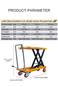 맞춤형 용량 150kg 다용도 유압 화물 리프트 유압 핸드 시저 리프트 트롤리 (캐스터 포함) - Product Image 2