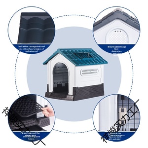 Großes Dreiecks muster Wasserdichtes, regens ic heres Hundehütte aus massivem Kunststoff für mittelgroße Hunde im Freien - Product Image 2