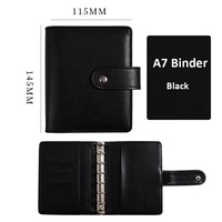 Carnet de rangement Macaron A7, Set de classeurs de luxe rechargeables avec enveloppes d'argent, Mini portefeuille de poche à 6 anneaux