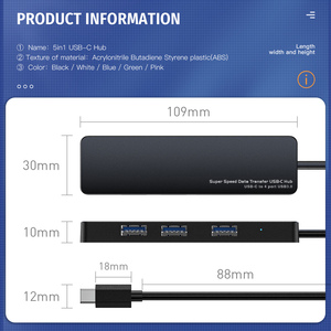 2025อุปกรณ์เสริมคอมพิวเตอร์ฮับ USB <span class=keywords><strong>4</strong></span> in 1, USB 3.2 Gen 1 5Gbps อะแดปเตอร์ฮับ OTG Type C <span class=keywords><strong>4</strong></span>พอร์ต - Product Image 6
