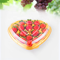 Groothandel Transparante Voedselveilige Wegwerp PET Plastic Fruitverpakkingen Hartvormige Aardbeienbakjes