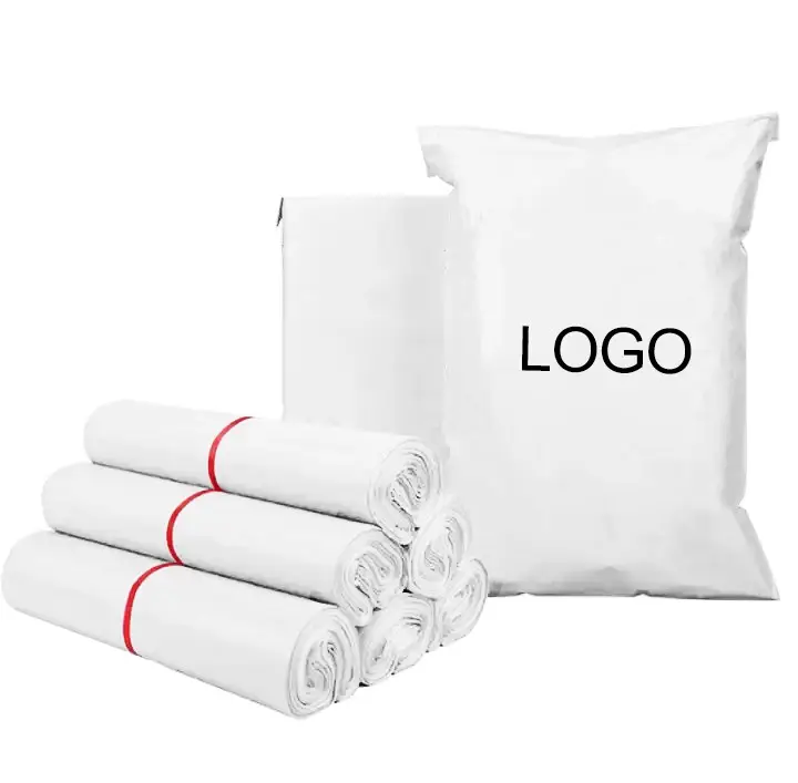 ZYCX Em estoque sacos de correio poli brancos personalizados para envio de roupas, sacos de correio expresso com logotipo para envio de roupas