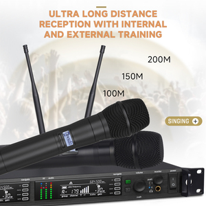 BAIFEILI AXT400 Sistema Microfonico Professionale da Studio con Cuffie, Wireless UHF, Display LED, Illuminazione RGB, Portata 200M, Riduzione del Rumore - Product Image 4