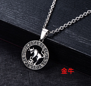 Bijoux Vente en Gros Titane Acier Douze Constellation Collier Hommes Acier Inoxydable Cancer <span class=keywords><strong>Balance</strong></span> Constellation Collier - Product Image 5