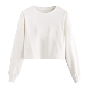 <strong>White</strong> Cotton Crop Top <strong>Sweatshirt</strong> for Women Custom logo Wholesale <strong>Cropped</strong> Top Hoodie French Terry <strong>Cropped</strong> Oversized <strong>Sweatshirt</strong> - Product Image 2