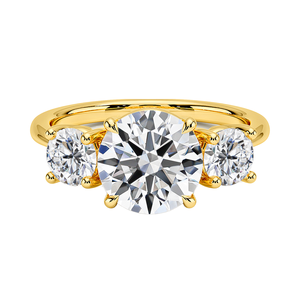 Anillo de compromiso de moissanita hueco de oro de 14 quilates con 3 piedras, anillo clásico de cuatro puntas con piedras preciosas finas, regalo de San Valentín para mujer - Product Image 1