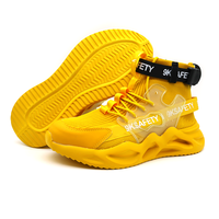 Zapatillas de Seguridad Amarillas para Hombre, Zapatos de Trabajo Antipinchazos con Puntera de Acero EU, Tejido Elástico Transpirable, Ligeros, Antideslizantes, Suela de EVA Suave