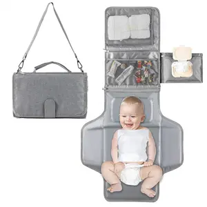 Premium Diaper Bag with Built-in Head Cushion Baby Changing Mat Portable Diaper Changing Pad