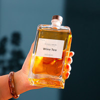 Bouteille carrée en verre cristal blanc de haute qualité, transparente, avec bouchon en liège pour vin importé et jus de fruits faits maison