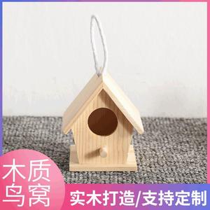 Nichoir en bois en forme de maison en pin, artisanat, décoration d'intérieur, cadeau - Product Image 5