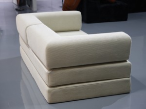 Chenille Upholstered 2-Seat Couch, S-03 Foldable <b>Sofa</b> Bed with Square Armrest for Apartment & <b>Office</b> - Product Image 5