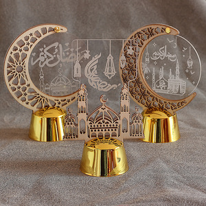 Nuova candela Eid Mubarak luci notturne a LED Eid al Fitr con luce luminosa a LED in acrilico luce notturna Ramadan luna acrilico decorazione a LED - Product Image 3