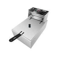 Penggorengan Listrik Komersial Stainless Steel 6L Tangki Tunggal Keranjang Tunggal untuk Kentang Goreng Ayam Donat