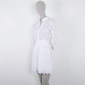 XingNuo Supplier Custom Handmade Lady Casual Elegant Floral Garment Dye Womans Short Linen Dress