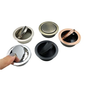 Concealed Cabinet Handles Round Zinc Alloy Minimalist Design For Kitchen Drawer <b>Door</b> Built In Easy Installation - Product Image 5