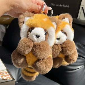 Llavero de Peluche de <span class=keywords><strong>Panda</strong></span> Rojo con Cola Larga de Piel de Conejo Rex Amarillo y Marrón 25cm*12cm Llavero para Coche - Product Image 5