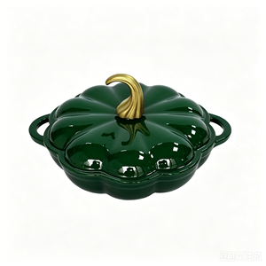 <span class=keywords><strong>Cocotte</strong></span> décorative <span class=keywords><strong>en</strong></span> <span class=keywords><strong>fonte</strong></span> émaillée de style français, forme citrouille peu profonde, pour service, compatible lave-vaisselle - Product Image 1