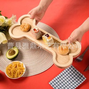 Bandeja de servir con forma de hueso y pata de perro de bambú, ecológica, segura para alimentos, para uso en el hogar, para servir bocadillos, pasteles, bistecs y comida. - Product Image 2