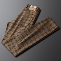 Pantalon à carreaux de luxe léger pour homme, coupe droite, décontracté, tendance, de marque, pour l'automne et l'hiver