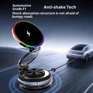 <span class=keywords><strong>Cargador</strong></span> Inalámbrico Magnético para Auto de 15W, Soporte de Silicona con Succión para Tablero, Iluminación RGB, Soporte Seguro para Teléfono - Product Image 3
