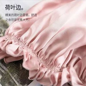 Bonnet de nuit en pure soie pour femme, en soie de mûrier respirante, forme ronde, pour le soin des cheveux, bonnet décontracté à enfiler, bonnet de protection - Product Image 3