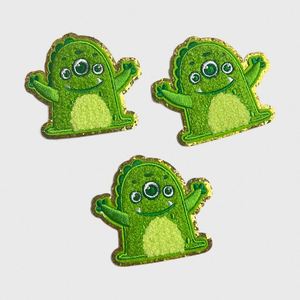 NODA Iron on Embroidery Cute <b>Gold</b> Edge Little Evil Caterpillar Chenille Patch for Kid <b>Clothes</b> Bag Decoration - Product Image 5