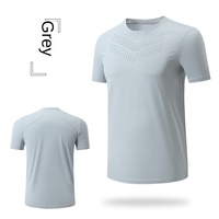 T-shirt de sport léger à manches courtes en polaire pour homme Zhaosen DT1006, à séchage rapide, perforé au laser, respirant, pour l'été et les activités de plein air