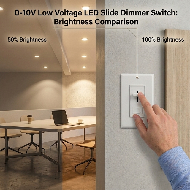 UL Listed 600W 3-Way 0-10V LED Slide Dimmer Switch, Low Voltage for Lighting No Panel