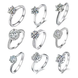 Anello di fidanzamento con gioielli di lusso in argento Sterling 925 con anello in Moissanite da 1 carato nuovo modello per le donne