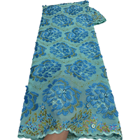 NI.AI Nigeria Tissus en voile de haute qualité, Tissu en coton avec dentelle suisse appliquée, Tissus en dentelle de coton africaine à motifs pour mariage