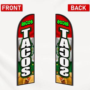 2.5*11.5 FT TACOS RICOS High Quality Custom Feather <b>Flags</b> Beach <b>Flag</b> for Beach Party and Advertising Promotions - Product Image 3