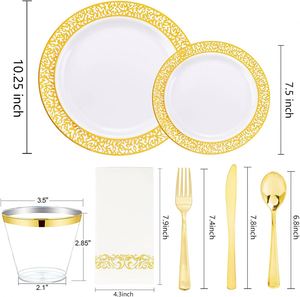 175 Pcs Camping Disposable Nordic Style with Tray Tableware <b>Set</b> Knife Fork Spoon Cutlery Cup Plate Plastic Dinnerware - Product Image 2