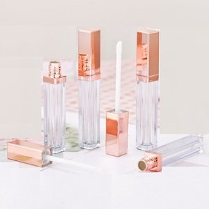 <span class=keywords><strong>Tube</strong></span> carré transparent de 5 ml pour brillant à lèvres, or rose, argent, blanc, noir, emballage de maquillage vide en plastique, applicateur doe foot, contenant pour gloss - Product Image 1