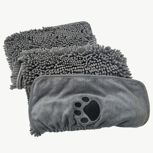 Custom LOGO Large Size 1500GSM Soft Microfiber Chenille Pet Towel Eco-Friendly Absorbent Glove Style Pet Drying Towel