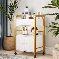 Chariot de rangement de salon de beauté moderne et luxueux en métal à 4 roues pour les outils d'art des ongles, chariot de salon multifonctionnel mobile, utilisation dans le salon