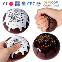 Jouet anti-stress souple en PU à remontée lente, en forme de petit pain rond avec crème au chocolat, pour enfants, pour jeu d'imitation de dessert