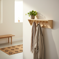 Crochets muraux rustiques en bois robustes pour vêtements – Rangement mural haut de gamme