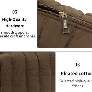 Sac cosmétique de voyage en polyester de luxe en gros emballage de maquillage matelassé mignon de grande capacité avec fermeture à glissière - Product Image 4