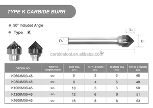 Fresas Rotatorias de Carburo de Tungsteno Recubiertas Tipo <span class=keywords><strong>K</strong></span> Jinxin, Corte Simple/Doble, 90 Cónicas, Piezas de Herramientas Manuales, 70 mm de Longitud para - Product Image 3