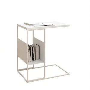 Consolle in legno ingegnerizzato bianco 21,7x14,2x23,4 pollici, mobile moderno e minimalista per soggiorno - Product Image 1