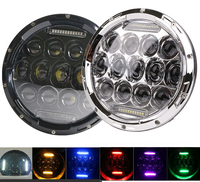 Pour Jeep Wrangler 75W rond 7 pouces phare moto phare LED avec blanc haut/bas faisceau DRL couleur éclairage automobile