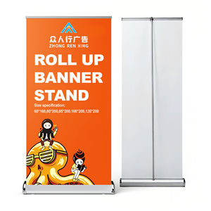 Hot bán tùy chỉnh đồ họa di động cuộn biểu ngữ đứng 80*200 Màn hình rộng khung nhôm PVC PP vải 1.5 inch dày hiển thị - Product Image 1