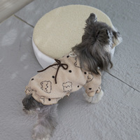 Manteau chaud pour chien en polaire imprimé avec nœud décoratif et ourlet à volants, avec anneau en D, vêtements d'automne et d'hiver pour petits chiens